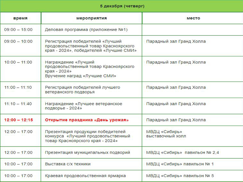 Программа «День Урожая» - 2024.